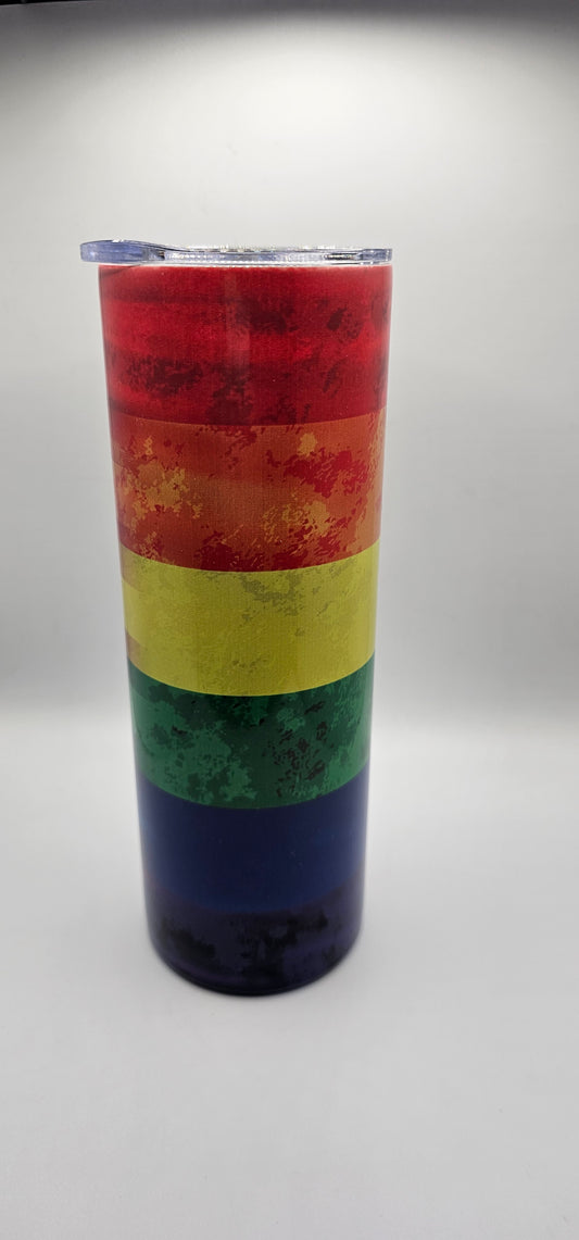Distressed American Rainbow 20oz Skinny Tumbler