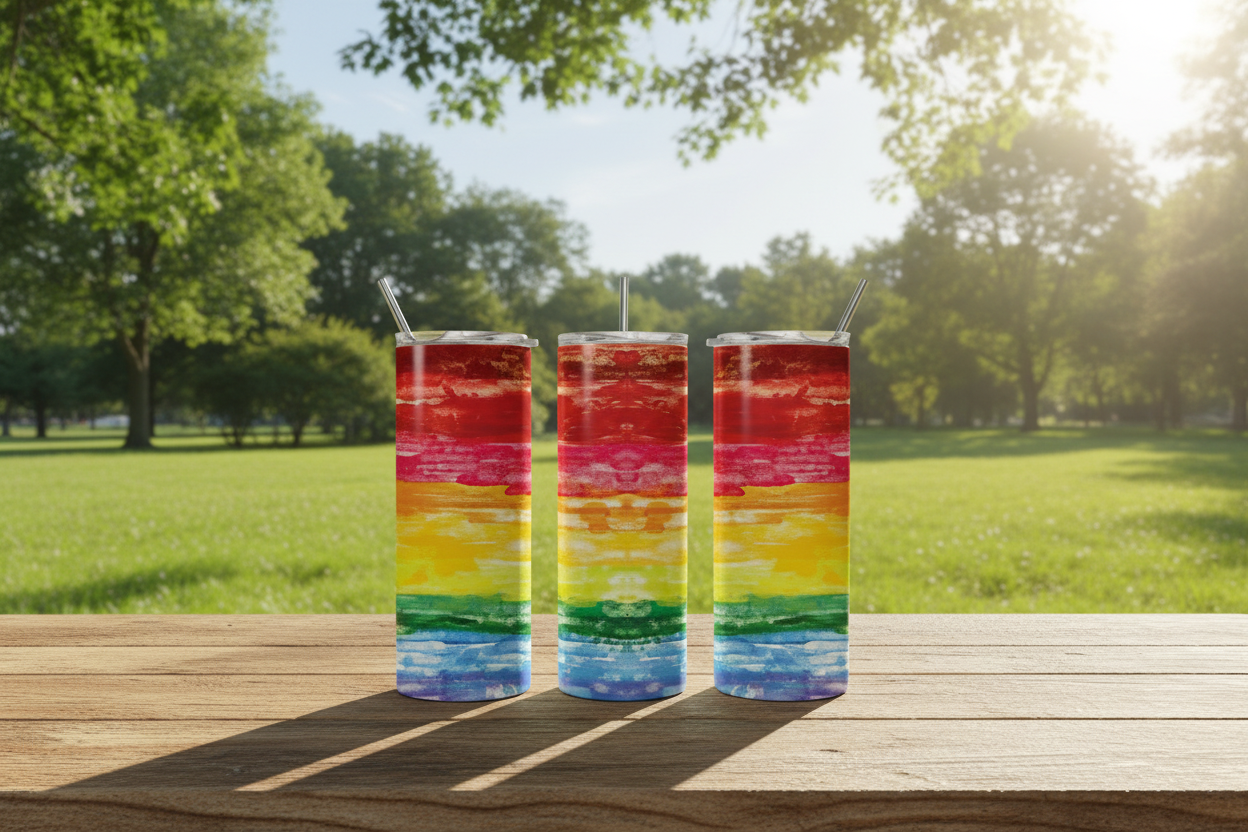 Rainbow Watercolor Pride Tumbler – Celebrate Love in Every Color