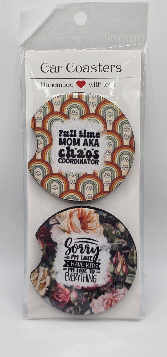 Full Time Mom AKA Chaos Coordinator Car Coaster Set