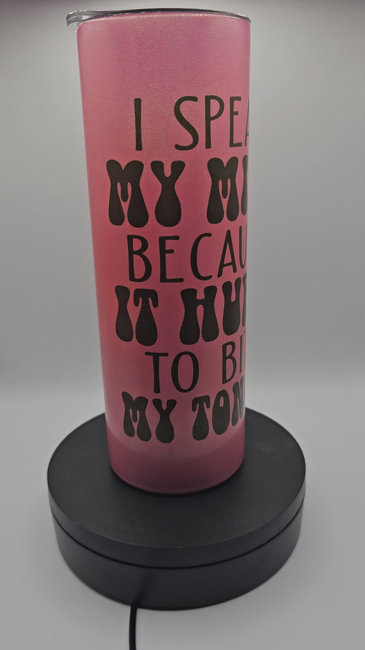 I Speak My Mind Shimmer Tumbler – 20oz Skinny Rose Gold Glitter Cup