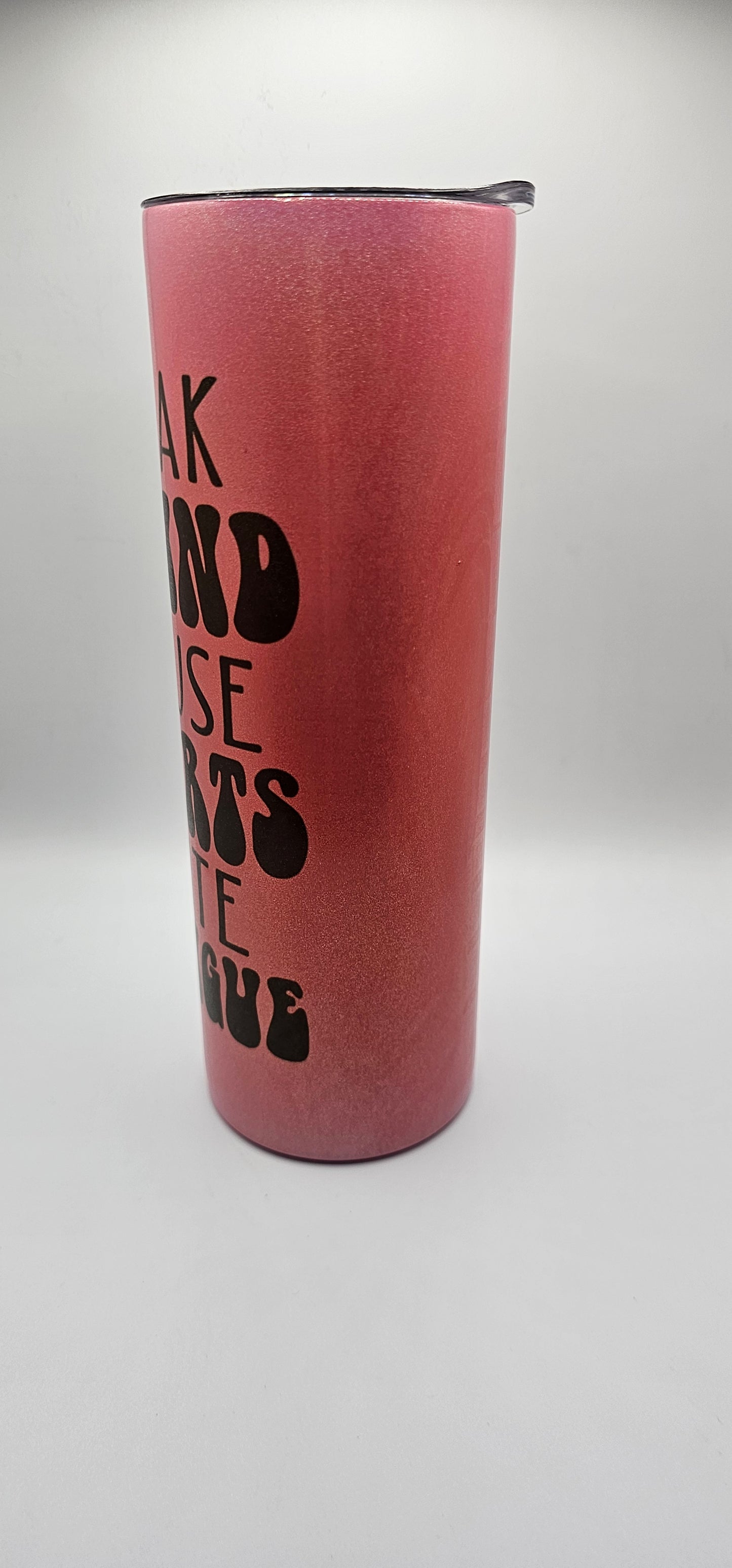 I Speak My Mind Shimmer Tumbler – 20oz Skinny Rose Gold Glitter Cup