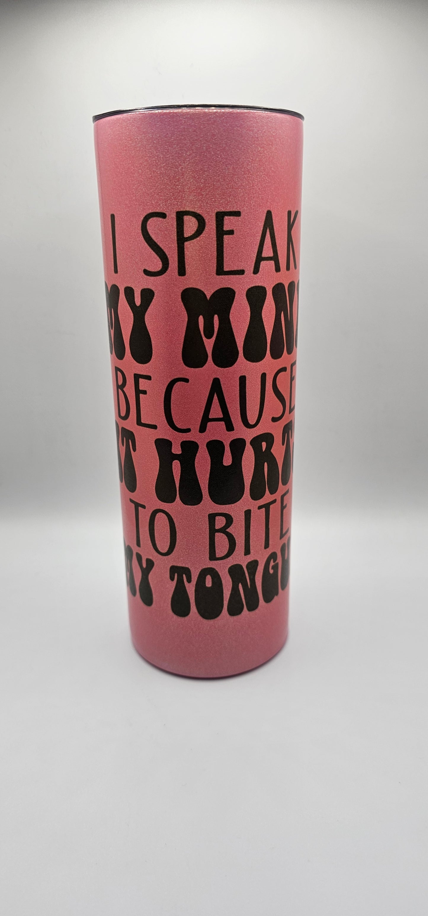 I Speak My Mind Shimmer Tumbler – 20oz Skinny Rose Gold Glitter Cup